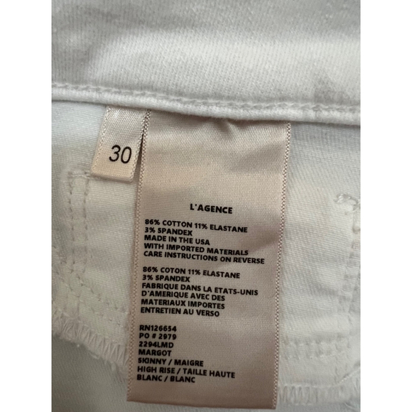 New Women's L'AGENCE Jeans, White, Size 30 - Picture 3 of 4